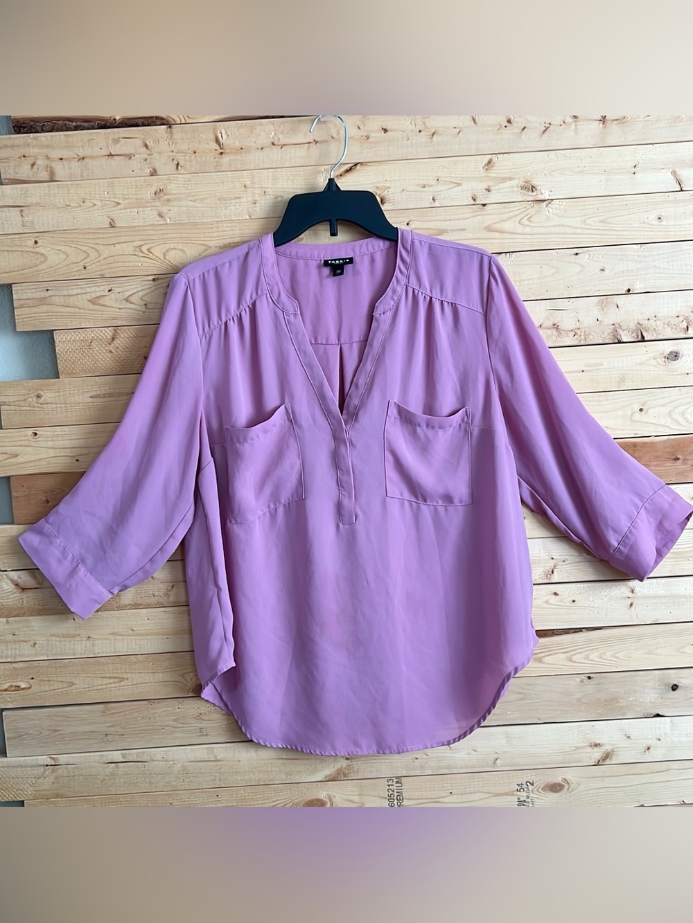 Torrid Harper Dusty Pink V-neck 3/4 sleeve Pullover Flowy Blouse size 00 (10/12)